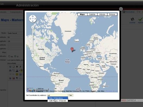 Inserción de mapas con el componente Phoca Maps