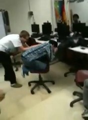 Idiot slams his face into table