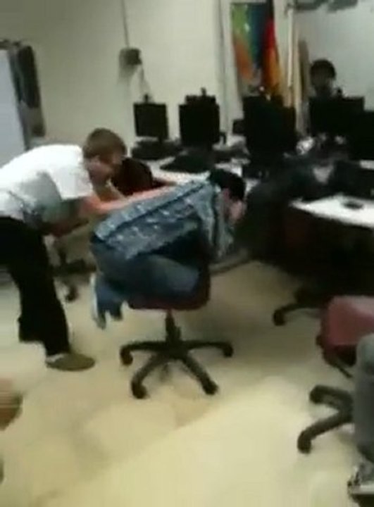 Idiot slams his face into table