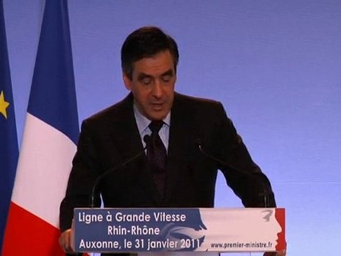 Fillon visite la ligne à grande à vitesse Rhin Rhône