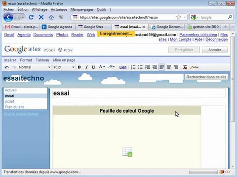inserer un document sur google site