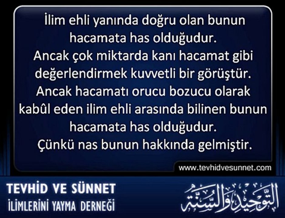 ORUÇ ◆ Kan Vermek Orucu Bozar mı ?