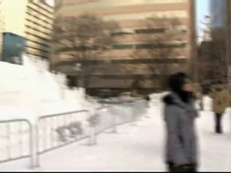 Giant ice sculptures at Japanese snow festival