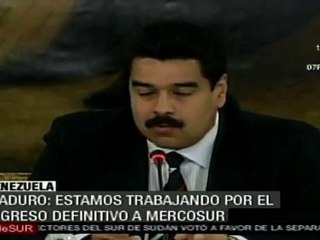 Optimismo en Venezuela sobre su ingreso al Mercosur (Maduro)