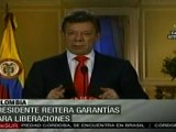 Presidente Santos reitera garantías para liberaciones en Colombia