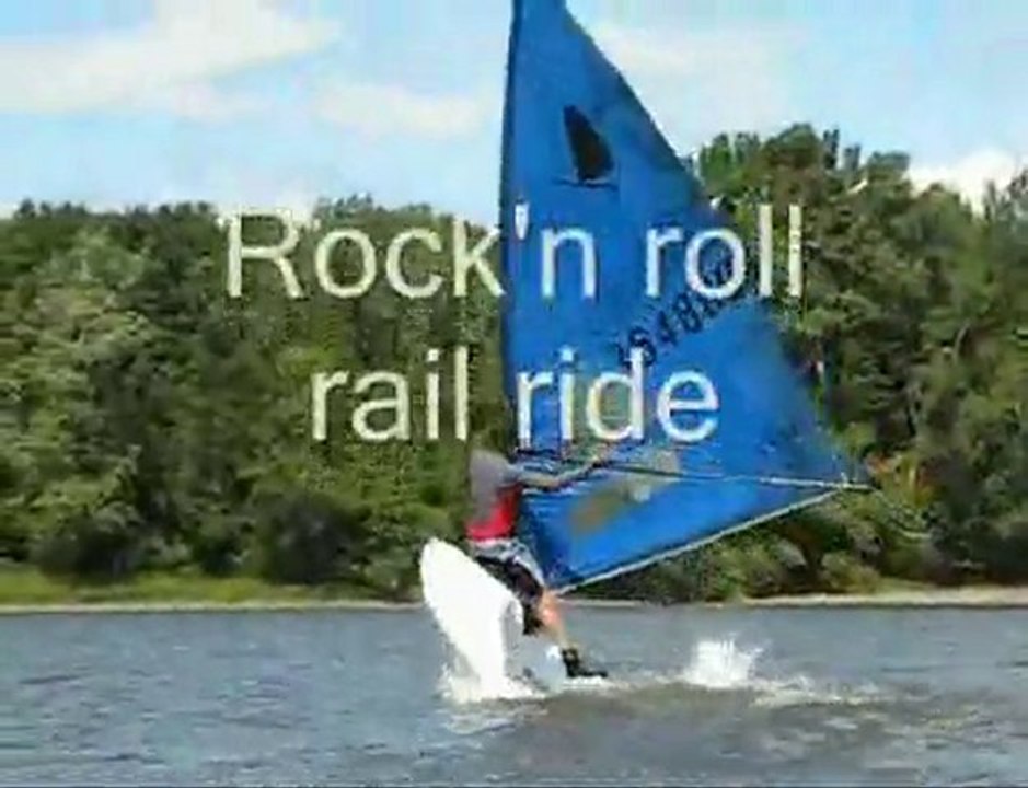Freestyle windsurfing - pulling the railride