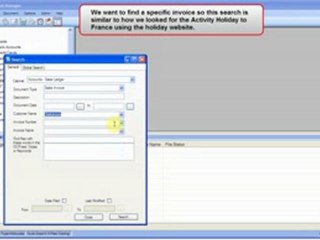 Search a filing cabinet in Scan and Document Manager