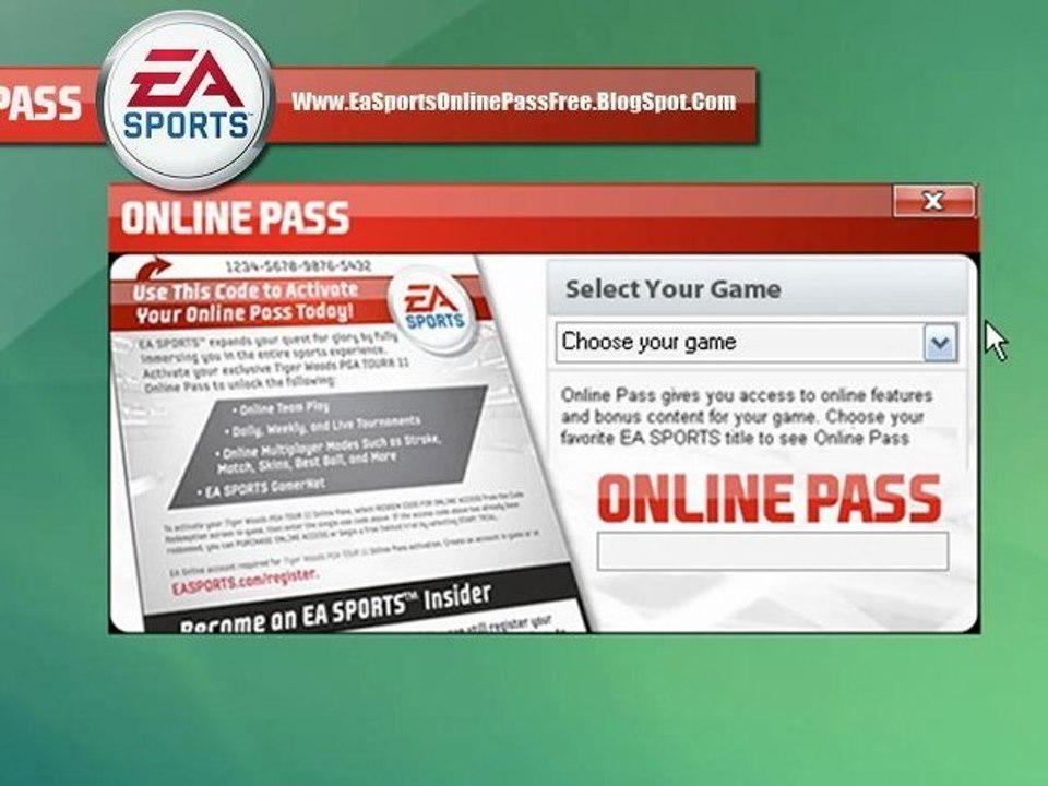Free EA Sports Online Pass code Generator