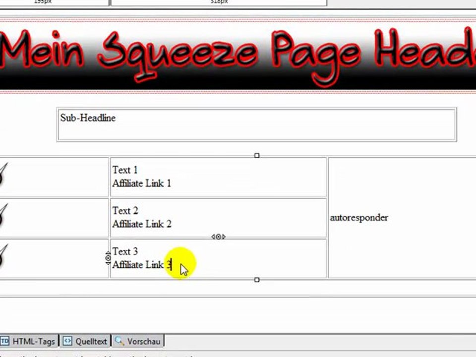 Squezzepage erstellen mit NVU