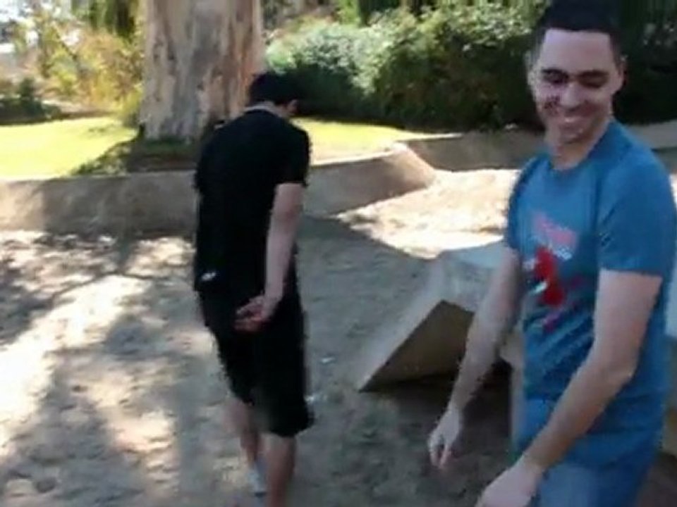 Parkour guy backflips into shirts