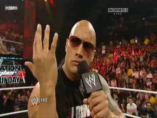 The Rock ( RETURN ! ) owns John Cena, Cole and Miz  (2011)