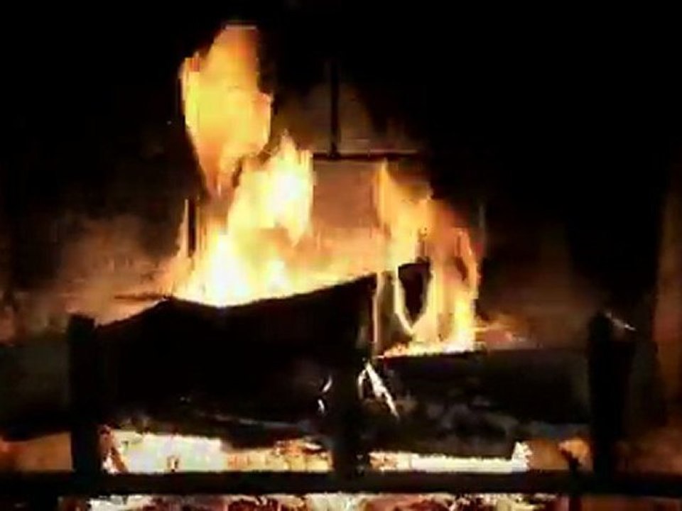 Beautiful Wood-burning Fireplace Yule Log Video