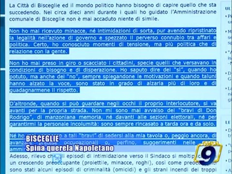 BISCEGLIE | Spina querela Napoletano