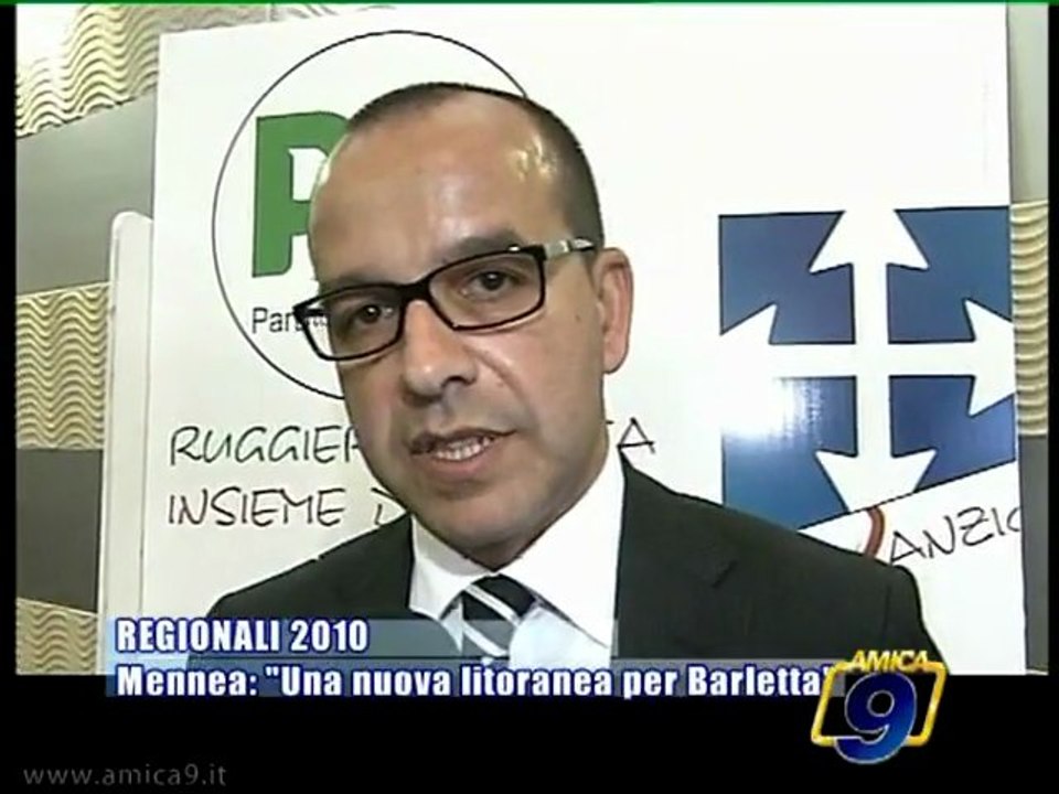 BARLETTA | Regionali 2010 | Ruggiero Mennea: "Una nuova litoranea per Barletta"