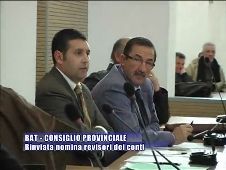 PROVINCIA BAT. Consiglio Provinciale, rinviata la nomina dei revisori dei conti