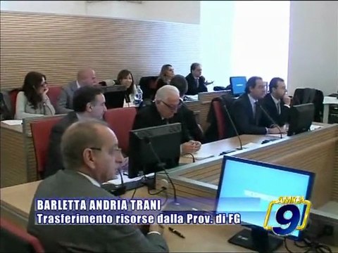 PROVINCIA BAT. Trasferimento risorse dalla Provincia di Foggia