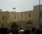 حرق مبنى الامن الداخلى بالقرب من المحكمة ليبيا