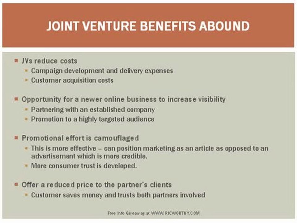 Joint Venture Internet Marketing - Benefits for your ...