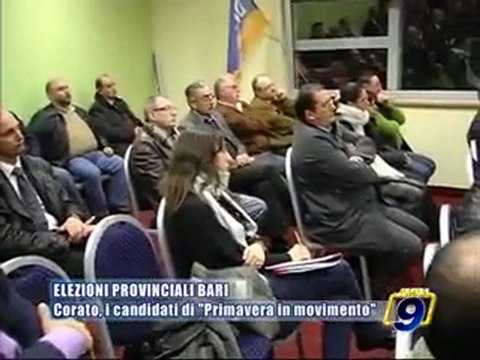 PROVINCIALI BARI. Corato, presentati i candidati di Primavera in Movimento