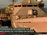 Decomisa Venezuela buque con 3,6 toneladas de cocaína