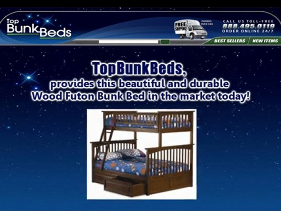 Durable Wood Futon Bunk Bed