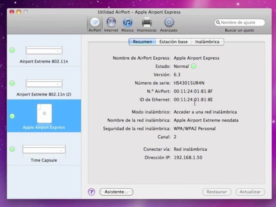 Activar AirPlay en un Airport Express