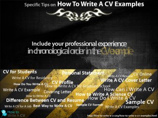 How To Write A CV Examples