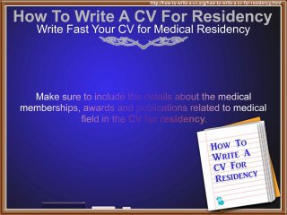 How To Write A CV For Residency