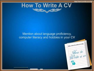 How to write a cv