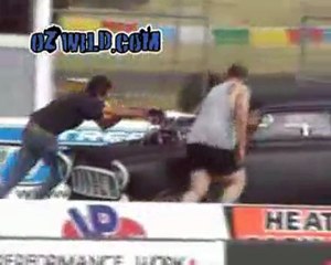 Drag racing - warming up the rubber