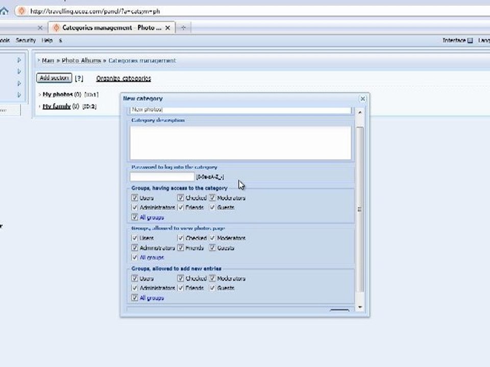 adding photo album categories