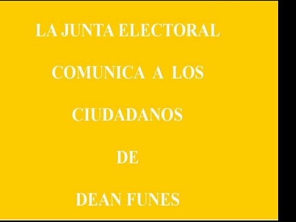 comunicado junta electoral de Deàn Funes