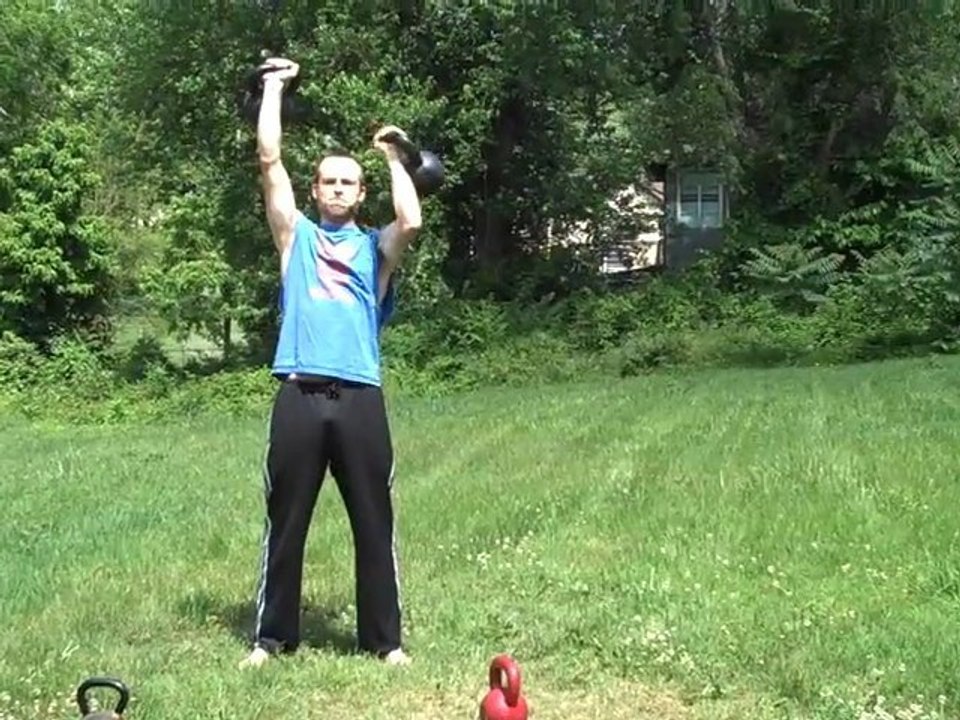Alternating Overhead Press - 24 kg Kettlebells - ...