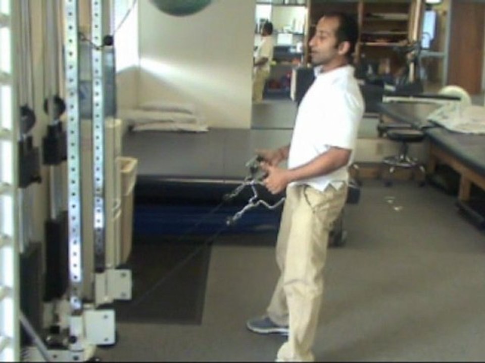 Shoulder Strengthening Squatting Rowing Exercise