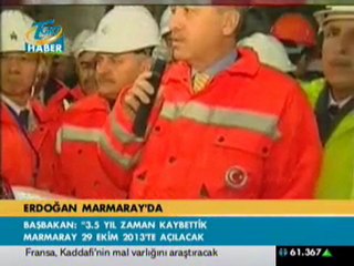 Erdoğan: "MARMARAY, 29 Ekim 2013'te Açılacak"