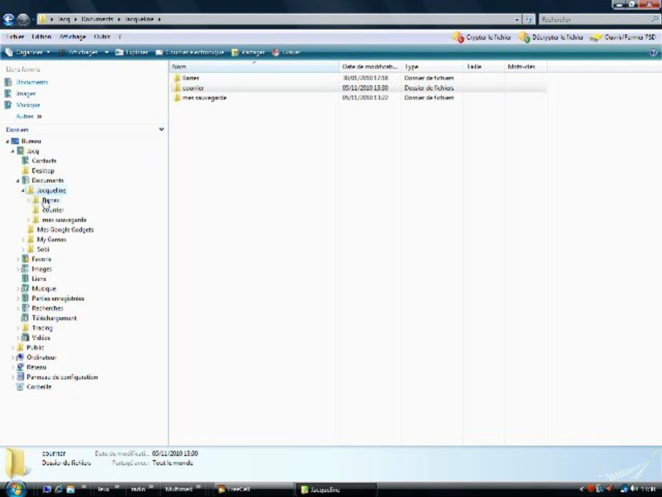 Créer des dossiers avec l'explorateur de Windows Vista
