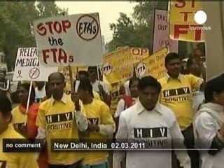 HIV patients demonstrate in New Delhi - no comment