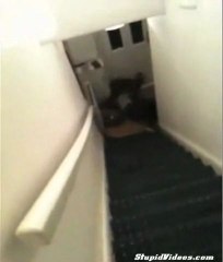 Teen cartwheels down stairs... Fail!