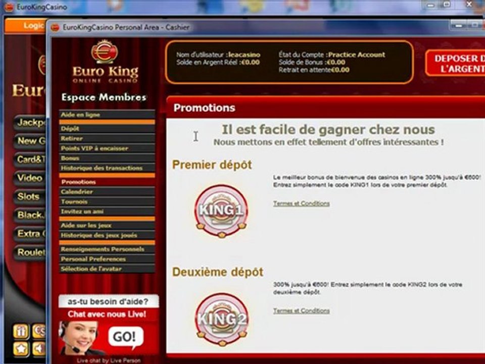 Bonus et promotion sur Euroking casino