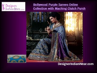 Bollywood Purple Sarees with Maching Clutch Pursh