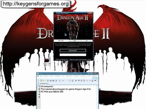 Dragon Age 2 Gmae and Keygen Xbox 360, PS3 and PC