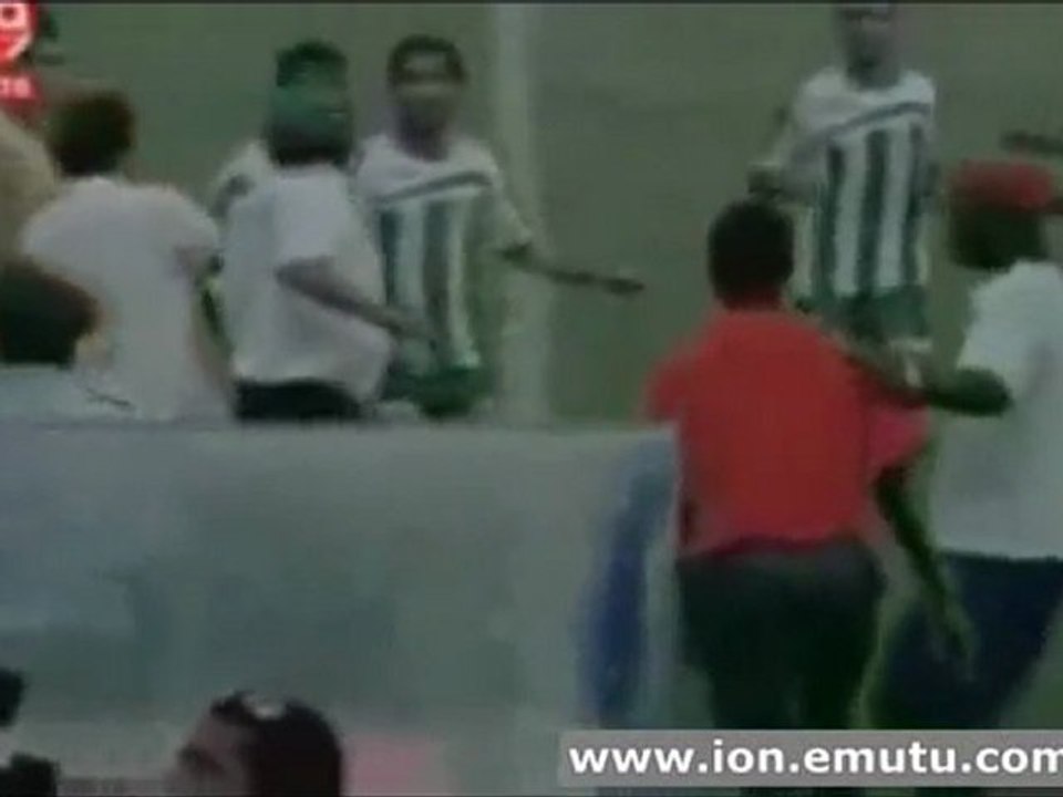 referee gets kicked and spit on