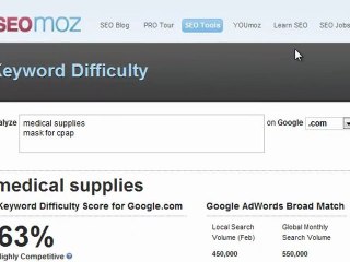 SEOmoz Keyword Difficulty Tool for Research