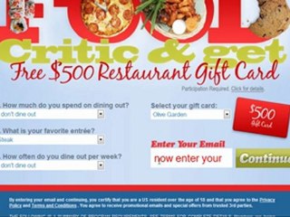 Restaurants Gift Cards $500