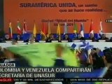 Venezuela y Colombia alternarán la secretaría de la UNASUR