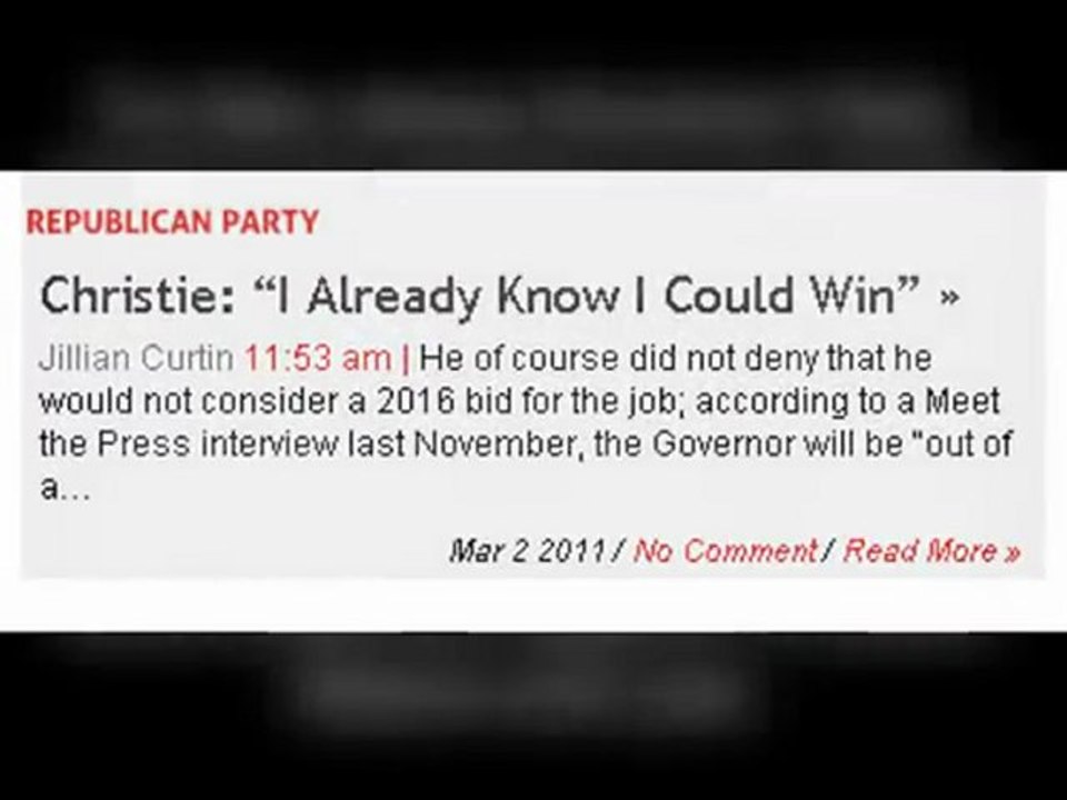 Election News - Christie: “I Already Know I Could Win”