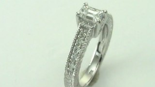 Emerald Cut Diamond Wedding Rings Set In Knife Edge Setting