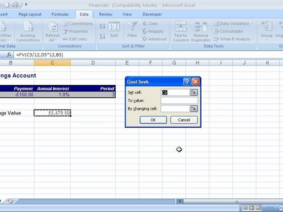 Microsoft Excel Goal Seek Tutorial