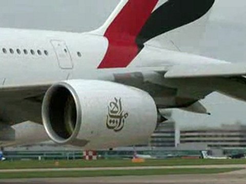 Emirates A380 Departing Manchester Airport