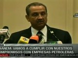 Ghanem: cumpliremos con compromisos con empresas extranjeras